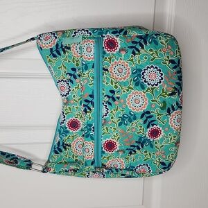 Waverly Green and Blue Shoulder Bag with Floral Medallions